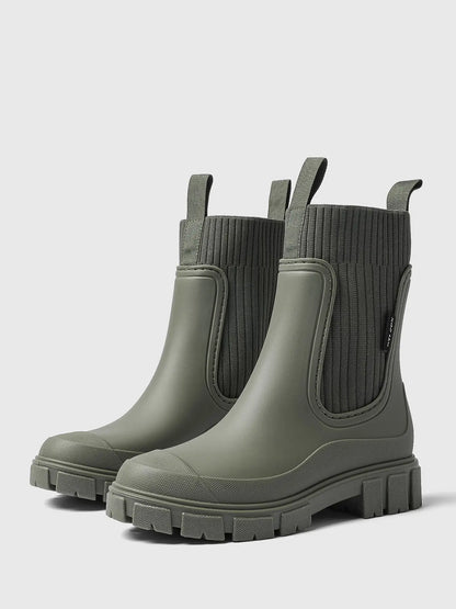 Women'S Solid Color Waterproof Rain Boots, Women Shoes, 2024 New Style Fashionable round Toe Boots for Outdoor Wear, Non-Slip Rain Boots for Women & Girls